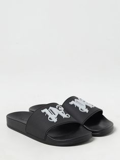 Sandals PALM ANGELS Men color Black White Shoes Men, Sandals For Men, Angel Man, Slides Sandals, Italian Fashion Designers, Palm Angels, Mens Sandals, Shoes Men, White Shoes