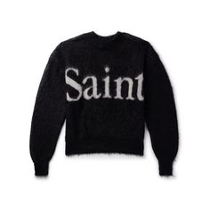 Every SAINT Mxxxxxx drop is packed with logo-heavy streetwear staples. This vintage-inspired sweater is crafted from a fluffy mohair-blend and features a serif moniker jacquard-knitted across the front. Winter Wishlist, Outfit Collage, Sweater For Men, Elegantes Outfit, Clothing Logo, Sweater Design, Dream Clothes, Mr Porter, Fashion Killa