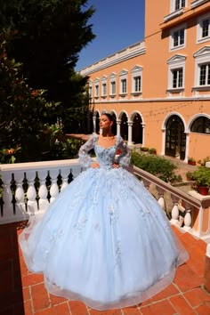 Floral Quinceañera Ball Gown with Embroidered Lace Bell Sleeve Design, Low V Neck Dress, Women Celebrating, Quinceanera Collection, Quinceanera Dresses Gold, Red Quinceanera Dresses, Quinceanera Dresses Pink, Quinceanera Dresses Blue, Dazzling Dress