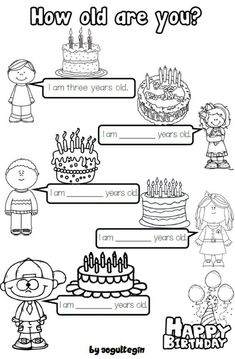 birthday worksheet for kids to learn how to write and color on the page