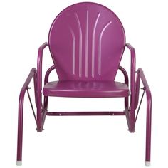 a purple plastic chair with arms and legs