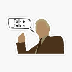 a man with a speech bubble saying talkie talkie