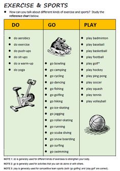 exercise and sports do's / don't play worksheet for kids