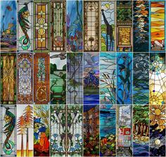 many different stained glass windows are shown