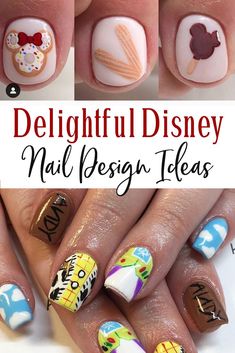 Disney Princess Nails Easy, Disney Manicure Ideas For Short Nails, Walt Disney World Nails, Disney Gel Nail Designs, Brave Nails, Tangled Nail Art, Simple Disney Nail Designs, Minnie Mouse Nail Designs, Disney Themed Nails Acrylic