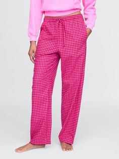 Supersoft flannel pajama pants.  Elasticized waist with drawcords.  Assorted allover prints.  Fit: Relaxed.  An easy silhouette throughout.  Models are wearing a Gap Cute Pj Pants, Pajama Pants Outfit, Pink Pajama Pants, Pjs Christmas, Easy Silhouette, Thermal Pajamas, Pink Flannel, Flannel Pajama Pants, Flannel Pants