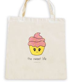 "Nothing says sweet like a smiling Kawaii Cupcake!  And if you enjoy eating cupcakes as much as you like toting them around, then you're helping the community out by keeping your dentist employed with all those cavities. In other words, you're a cupcake loving hero! Made with quality, printed with care and displayed with lots of love.  This reusable cotton tote bag measures about 15.75\"x 15.25\" inches. It's made from 100% cotton and has strong handles with reinforced stitching.  Whether for gr Helping The Community, Eco Tote Bag, School Help, Book Bag, Grocery Shop, Sweet Life, Shopper Bag, Save The Planet, Grocery Shopping