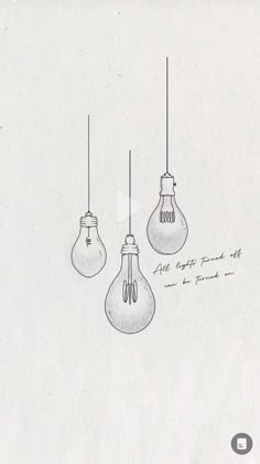 three light bulbs hanging from the ceiling with one bulb turned upside down and another being suspended off