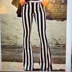 Womens Black/White Loose Striped Basic Pants With Flare High Waist With Light Elastic Basic Loose Pants 95% Polyester/ 5% Spandex Nwot Side Pockets S(2) M(2) L(2) Total 6 Pack Pants- Suggested Retail $48+ This Is Less Than I Paid From A Wholesale Company! You Are Getting A Deal At $11each Or Make An Offer. We Sold For $52 Basic Pants, Cosplay Inspo, Stripe Pants, Pinstripe Pants, Halloween 2024, Loose Pants, Beetlejuice, Bags Designer Fashion, Grey Fashion