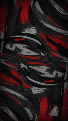 an abstract painting with black and red colors