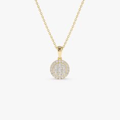 "Diamond Pendant / 14k Diamond Necklace / 14k Solid Gold Natural Diamond Round Illusion Cluster Necklace by Ferko's Fine Jewelry * Made to Order * Gold Kt: 14K (also available in 18K) * Available Gold Color: Rose Gold, Yellow Gold, White Gold * Length & Width of Round Disc: 9 x 9  * Round Diamond: 6 Pcs 1.0MM * Round Diamond: 18 Pcs 1.2MM * Round Diamond: 1 Pcs 2.3MM * Diamond Carat Weight: 0.42 ctw * Diamond Color-Clarity: G Color SI Clarity * Ships in 1-2 Business Days If you have any additional questions about this ring, just hit the \"Message Ferko\" button and we will get back to you within a few hours. ▶ See more of our Diamond Necklace - http://etsy.me/2mqa6O1 ▶ See our storefront here - http://etsy.me/2lUcVnH  ▶ All store sections here * Diamond Rings - http://etsy.me/2lwKUl8 * Dia Timeless Necklace With Round Pendant And Pave Setting, Round Cut Pave Setting Fine Jewelry Necklace, Yellow Gold Solitaire Necklace With 17 Jewels, 14k Gold Halo Jewelry In Diamond White, Luxury Gold Diamond Necklace With Halo, Yellow Gold Pave Setting Necklace For Wedding, 14k Gold Jewelry With Diamond White Halo, 14k Gold Jewelry With Pave Setting, Timeless Round Pendant Necklace With Pave Setting