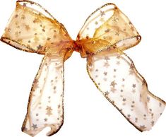 a gold and white bow with stars on it