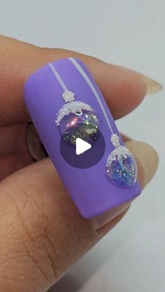 nails by ankita on Instagram: "Nail art for Christmas and new year #nailaddict #nailloversofinstagram" Christmas Ball Nail Art, Christmas Bling Nails, Purple Christmas Nails, Ornament Nail Art, 2d Nail Art, Nail Art For Christmas, Glitter Nail Art Designs, Beginner Nail Designs, Nail Art Noel