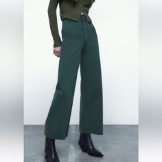 Patch Pockets Unfinished Hem Dark Green Marine Straight Jeans, High Rise Blue Jeans, Woman Jeans, Metallic Jeans, Distressed Mom Jeans, Black Jeans Women, The Marine, Medium Wash Jeans, Green Pants