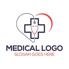 medical logo design with heart and cross