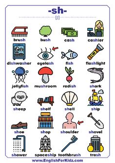 an english flash card with pictures and words to describe the different things in each language