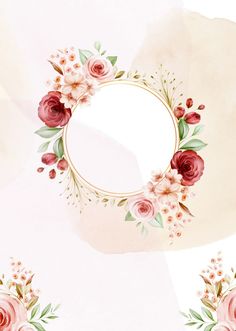 a floral frame with pink flowers and greenery on the bottom, in front of a beige background