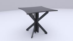 a small black table sitting on top of a white floor