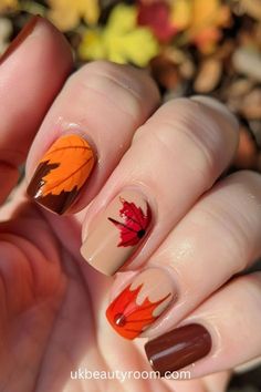 Short Gel Nail Designs Fall, Pastel Nail Art, Fab Nails, Thanksgiving Nail Art, Thanksgiving Nail, Festive Nail Art, Pumpkin Nails, Short Nails Art