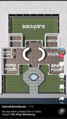 the floor plan for a house with an open kitchen and living room on top of it