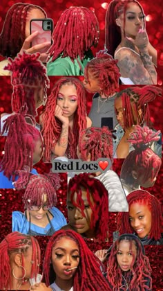 Locs Twist Loc Styles, Hairstyles Dreadlocks, Red Dreadlocks, Red Locs, Short Locs