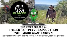 a man standing next to a green plant with the words let's arge about plants