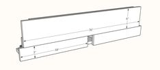 a drawing of a wall mounted shelf with measurements for the top and bottom section on it