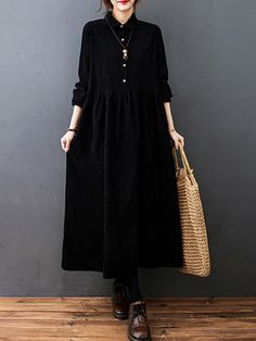 SkuCY-!91962Material>70%Cotton , Corduroy StyleLoose , A-line , Long Sleeves FeatureButtoned , Split-joint , Solid Color NecklineLapel OccasionCasual , Urban , Simple , Vintage SeasonsSpring , Autumn , Winter TypeMidi Dresses ColorRED,BLACK,BLUESizeM,L,XL,2XL Please consult the size chart we provide for this item's measurements to help you decide which size to buy.Please note: There may be 1-3cm differ due to manual measurement.CMINCHBustShoulderSleeveHemlineLengthSleeve OpeningM100385620011723L Velvet Maxi Dress, Velvet Maxi, Autumn Dress, Corduroy Dress, Vestidos Vintage, Long Shirt Dress, Polo Dress, Dress Vintage, Types Of Skirts