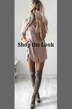 Shop the Look! #shopthelook #ad High Boots Outfit, Chique Outfits, Fashion Mode, Looks Style, Outfit Casual, Boots Outfit, Thigh High Boots, Fall Winter Outfits