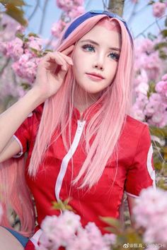 Blue And Pink Hair, People References, Girl Cosplay, She Walks In Beauty, Naruto Fan Art