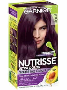 Nutrisse Ultra Color Intense Lilac Hair Color - Sweet Fig - Garnier Hai Color, Permanent Purple Hair Dye, Saeko Busujima, Dark Hair Dye, Lilac Hair Color, Dyed Hair Purple, Colored Hair Tips, Bold Hair Color