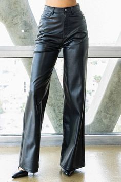 Morgue Aesthetic, Rouge Cosplay, Wide Leg Leather Pants, High Waisted Leather Pants, Leather Black Pants, Leather Wide Leg Pants, Rare Fashion, Pants Women Fashion, Black Leather Pants