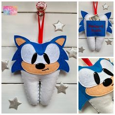 the toothbrush holder is made to look like sonic the hedgehog ornament