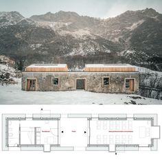 an architectural plan for a house in the mountains