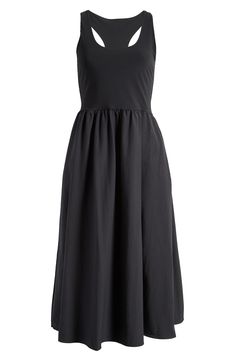 This fit-and-flare midi—complete with convenient pockets—pairs a stretchy rib-knit racerback tank with a quick-drying, crease-resistant skirt. 48" length (size Medium) Slips on over head Scoop neck Side-seam pockets Racerback Unlined 78% polyamide, 22% elastane Machine wash, tumble dry Imported Target Dress, Summer Wardrobe Essentials, Scoop Neck Dress, Racerback Dress, Sweaty Betty, Made Clothing, Sporty Look, Toddler Girl Outfits, Comfortable Dress