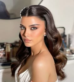 Hair Wedding Styles, Long Hair Wedding, Simple Prom Hair, Guest Hair, Bridesmaid Hair Makeup, Long Hair Wedding Styles, Glam Hair, Bridal Makeup Looks, Wedding Hair Inspiration