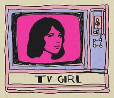 a drawing of a woman's face on a tv screen with the words tv girl