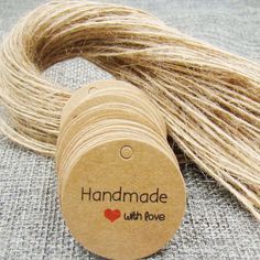 hemp twine with the words handmade on it