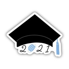 a sticker with a graduation cap on it's back and the year 2011 written in blue