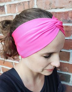 "A practical and cute headband! These bands are great at holding all those pesky little \"fly away\" hairs down, while looking stylish and fun. This headband is cut to be approximately 4\" wide and has a circumference of 18-19\".  Headbands are made with performance athletic fabric. The material is soft and stretches to fit different head shapes and sizes. Headbands can be worn multiple ways: Put the twist in the back (allowing more coverage to hold hair back in the front), or with the twist in the front for a more narrow and cute look. They can also be worn to cover the ears in cooler weather. (Care Instructions) Hand wash in cold water and lay flat to air dry. All items are made in my home, and I do have 2 cats in my home." Cute Adjustable Headband Style Headwrap, Trendy Stretch Headband With Elastic Band, Trendy Summer Headband With Elastic Band, Trendy Adjustable Headband For Gift, Fun Adjustable Headband As Gift, Fun Adjustable Headband For Gift, Trendy Adjustable Headwrap For Parties, Cute Adjustable Headwrap Styled As A Headband, Matching Headband Hair Accessories