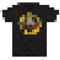 a black shirt with yellow and red squares on it