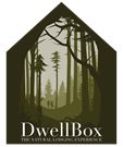 the dwelbox logo is shown in black and white, with an image of trees