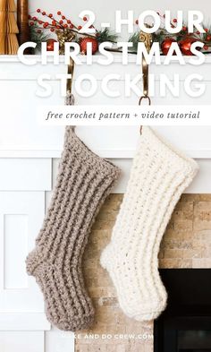 Discover how to crochet a stylish Christmas stocking with this free pattern from Make and Do Crew. This beginner-friendly project uses chunky yarn for an Xmas design you can finish in just 2 hours. Because it's so fast, you can make matching family stockings for everyone in your home! Visit the blog to get the free crochet stocking pattern and follow along with the photo and video tutorial. - Free Christmas Crochet Patterns - Christmas Crochet Ideas