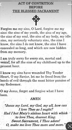 an old paper with the words act of coetrion and the blessed sacrament