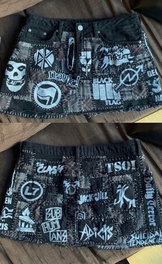 Crust Punk Shorts, Punk Utility Belt, Goth Diy Clothes, Alt Diys, Patch Stitching, Crust Pants, Punk Diy