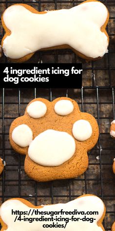 4 Ingredient Icing for Dog Cookies How To Make Dog Cookies Doggie Treats, Best Dog Cookie Recipe, Vanilla Dog Cookies, Diy Dog Cookies With Icing, How To Make Icing For Dog Treats, Iced Dog Treats Homemade, Dog Safe Royal Icing