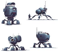 four different views of an animated robot