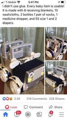 an image of a toy car made out of toilet paper and other things to make it look like a jeep