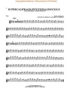 sheet music with the words supercalificistic expiadious written on it