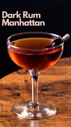 Whisky fans will be familiar with Manhattans, but you can make a fun version of this drink at home with dark rum. The spiced flavors play well with the citrus notes of the bitters. #DarkRumManhattan Rum Based Cocktails Recipe, Spiced Rum Drinks, Manhattan Drink, Rum Old Fashioned, Rum Drinks Recipes